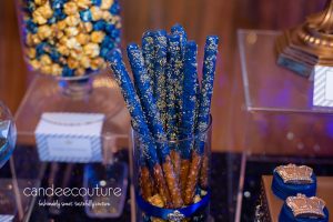 Royal prince theme pretzels, prince pretzels, royal prince pretzels, prince theme sweet table, royal prince theme table, gold backdrop, royal prince pretzels, royal prince party, birthday, royal prince theme