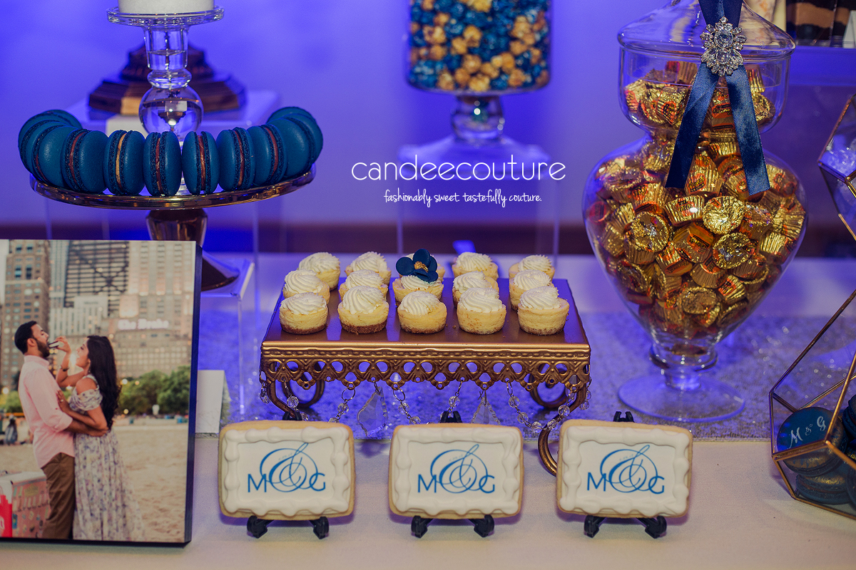 blue wedding dessert table